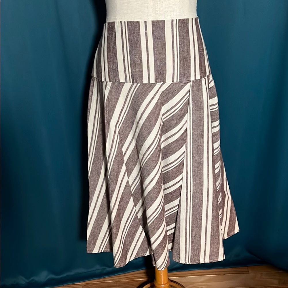 GAP Brown & Cream A-Line Midi Skirt